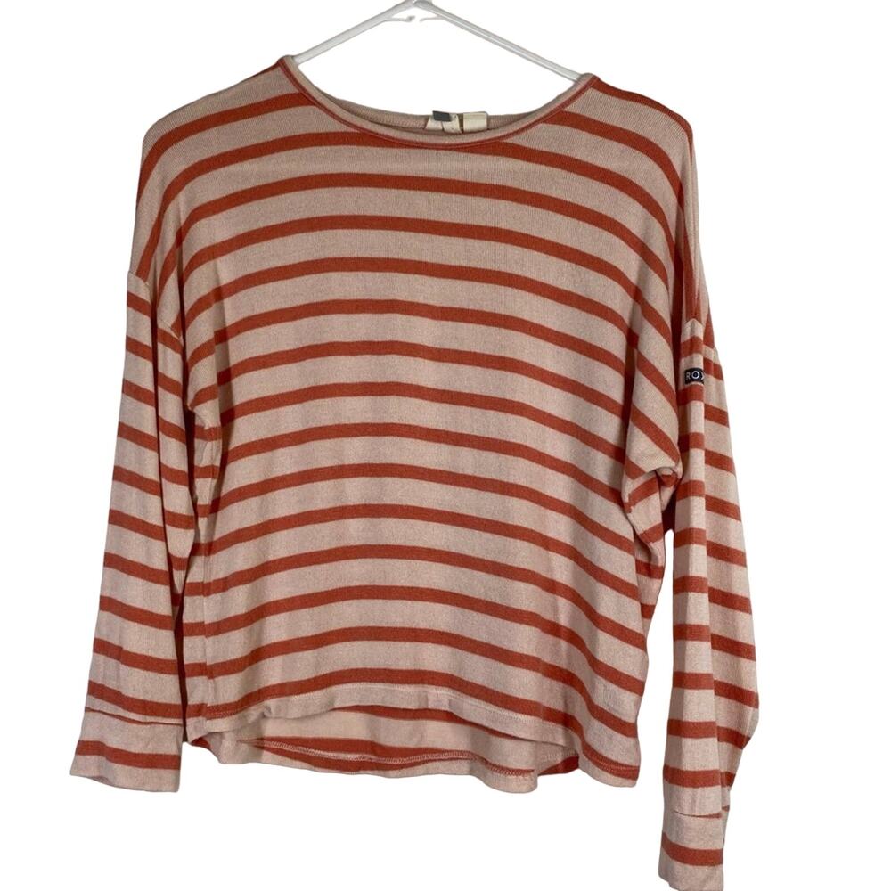 Roxy pink/peach summer striped sweater sz medium